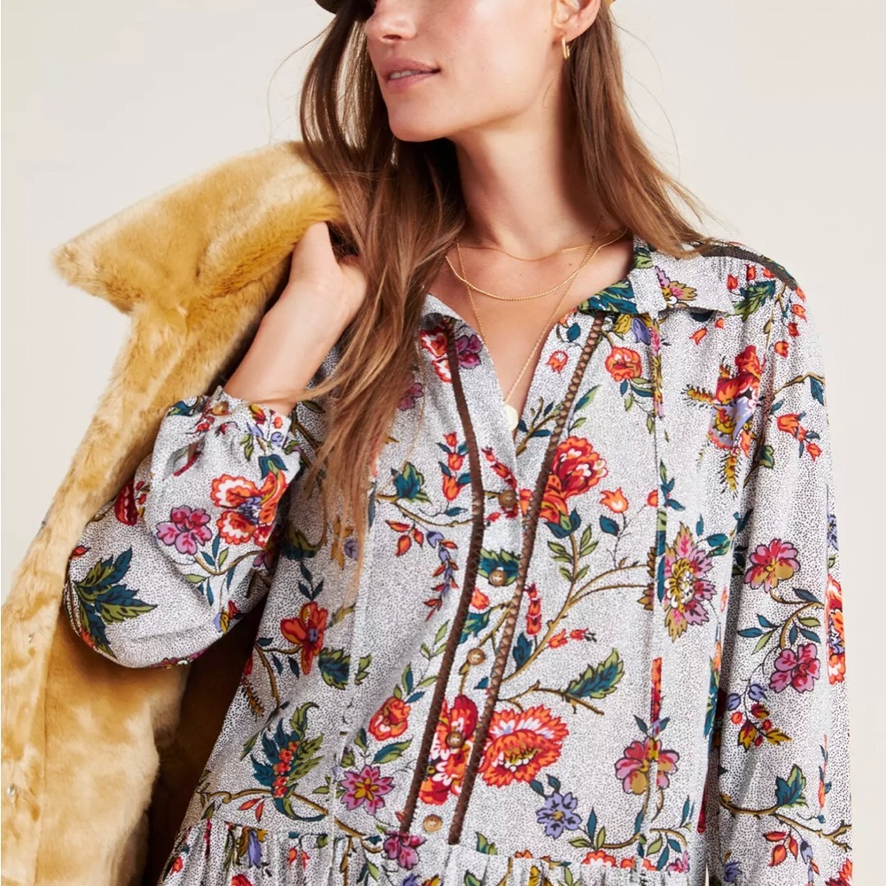 ANTHROPOLOGIE Maeve Janie Flounced Peasant Blouse